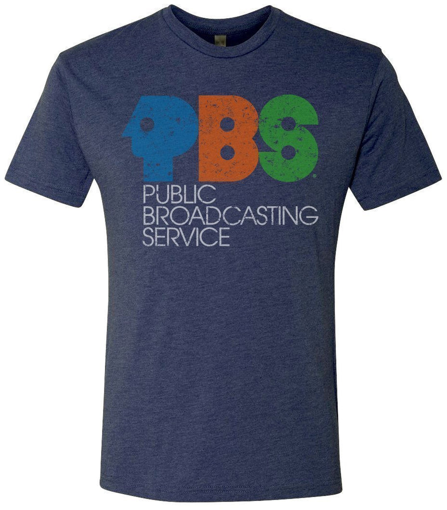 Men's Navy Blue Vintage PBS Short Sleeve T-Shirt